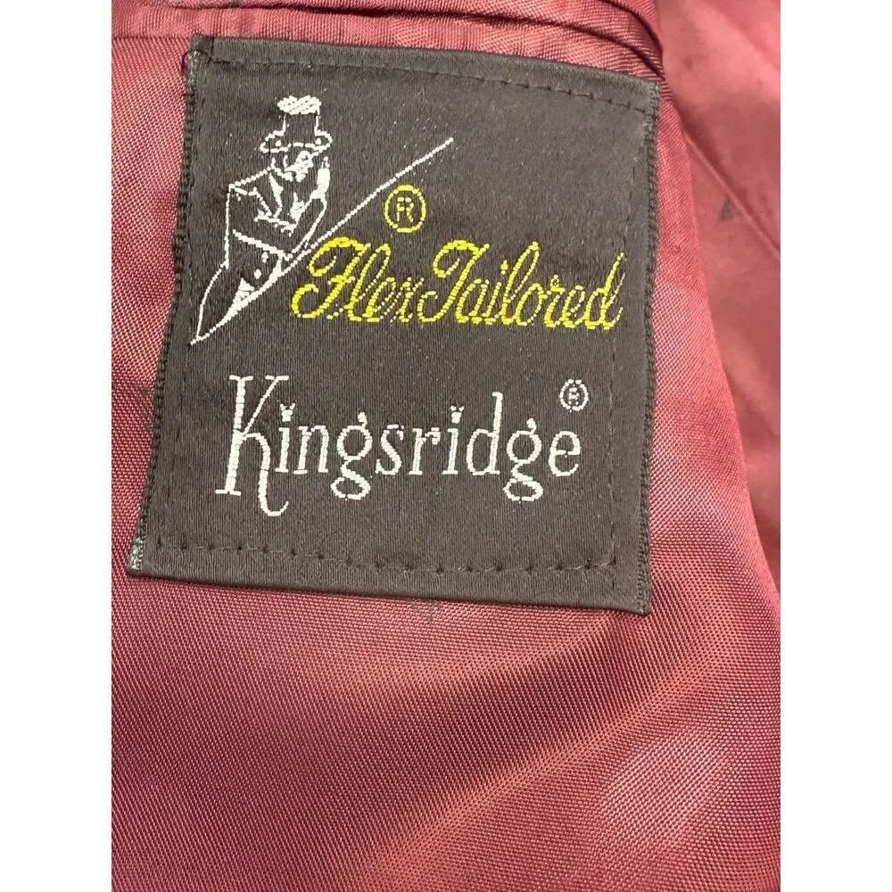 Vintage Burgundy Suede Look Blazer Retro Preppy Tailored Jacket Kingsridge